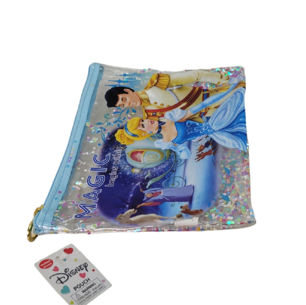 Disney Cinderella Make up Bag/Pouch Clear Glitter Pouch 8⅝" × 7⅝" New - Picture 4 of 4